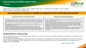 CONVOCATORIA:CONSULTORÍA POR PRODUCTO RELEVAMIENTO TÉCNICO Y DISEÑO DE ARQUITECTURA PARA LA REMODELACIÓN Y PUESTA EN CONDICIONES DE OFICINAS.